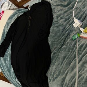 Tacera Black Dress with Gold Ring Zipper